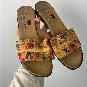 Montado made in Portugal cork floral pattern slide sandals size 40